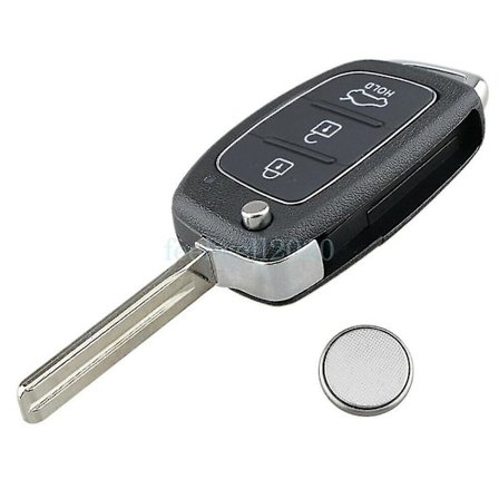 För hyundai i10 i20 i40 ix35 tucson 3 knappar flip fjärrnyckel fodral batteri