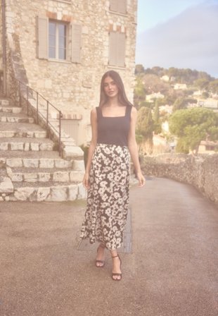 BUBBLEROOM Satin Skirt Black/Patterned XL