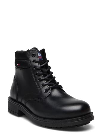 Classic Short Lace Up Boot Snörade Stövlar Svart Tommy Hilfiger