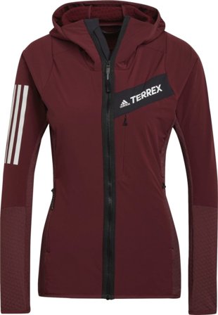 Adidas Women's Techrock Flooce Wind Hooded Jacket Women Mid layer tops Red M