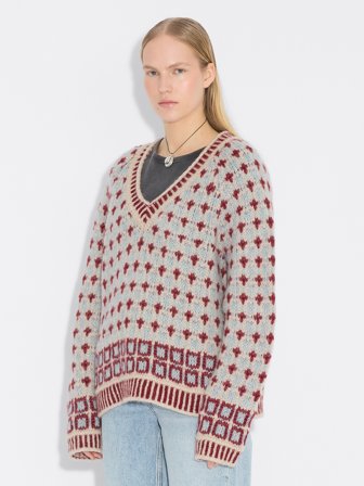 Holzweiler Norwegian Wool V-Neck - Red Mix - Women's - Small