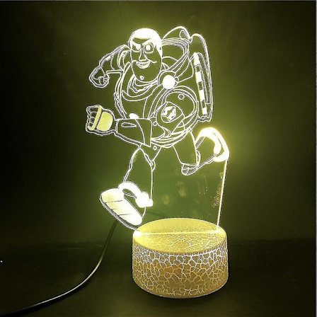 Toy Story 3d Led Night Light Buzz Lightyear Running Colorful Table Lamp