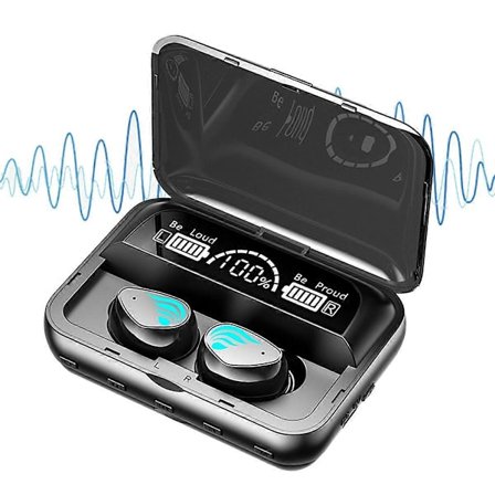 TWS Trådlösa Bluetooth Hörlurar med LED-Ficklampa Brusreducerande Hörlurar Handsfree Samtal Hörlurar Stöd TF-Kort Ingång MP3-Spelare med