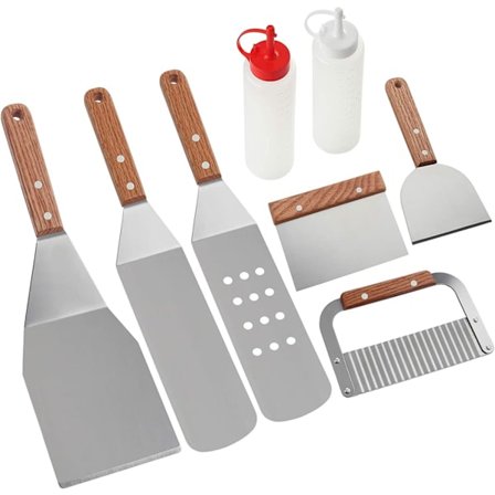 Grillverktyg set utomhus rostfritt stål camping grill spade järnplatta grill spade kombination BBQ grillverktyg set BBQ 8-delad set