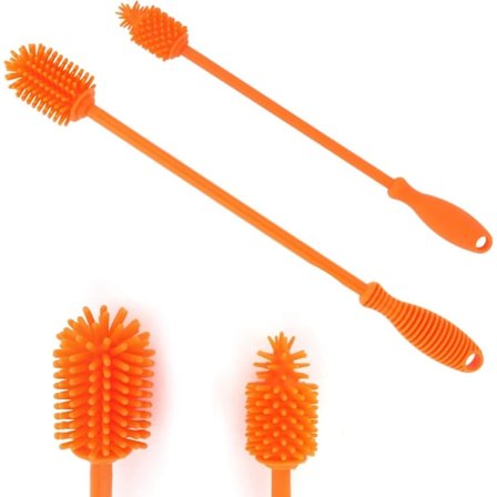 Iso puhdistuspullo, silikoninen harja, puhdistusharja 2kpl 24cm/32cm (oranssi)