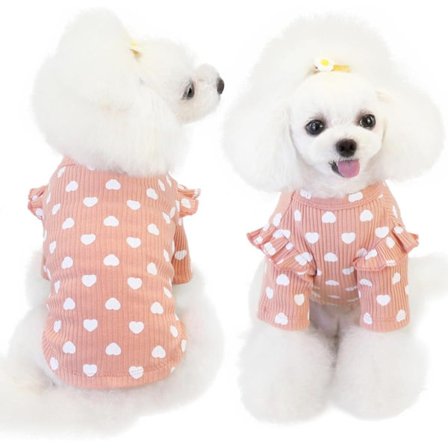 Koiran vaatteet pienille koirille, sydänkuvioinen koiran paita, kesän pitkähihainen lemmikkipaita röyhelöillä – söpöjä asuja chihuahualle, pennulle ja