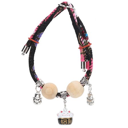 Kanin Dekorationskrage Justerbar Krage med Klokke og Vedhæng til Smådyr Sort Tegneserie Klokke L