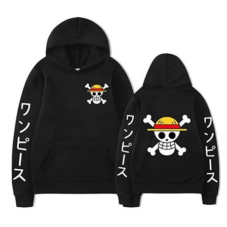 One Piece Anime Trykket Hoodie Lang Ermet Casual Hoodies Pullover Topper For Menn Kvinner