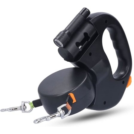 Dobbelt Hundesnor til 2 Hunde, Udtrækkelig Hundesnor til Hunde Op Til 25 kg/55 lbs, 3M Strækbar Stærk Nylon