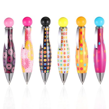 Bowling Kuglepenne 6 stk Farverige Prikkede Bowlingpen Kugle Med Hoved Og Klips Sød Tyk Kort Mini Stor Tegneserie Udtrækkelige Nyhedsgaver
