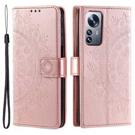 SKALO Xiaomi 12 Pro Mandala Plånboksfodral - Roséguld