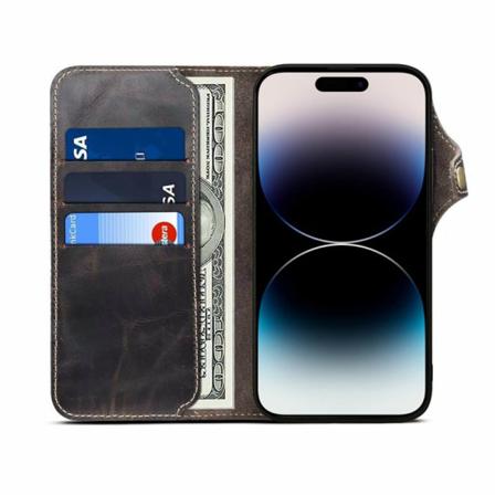 Mobilplånbok 3-kort Äkta Läder Apple Iphone 14 Pro Max - Svar