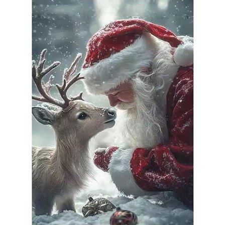 5D Jule Diamant Kunst Sæt Julemanden og hans Lille Hjort Diamant Maleri Sæt DIY Runde Fuld Drill Diamant Prikker Ædelstens Kunst Maleri 30 x 40 cm