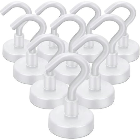 Starka Magnetiska Krokar Kraftiga, 10 kg Sällsynta Jordartsmagneter För Kylskåp, Hem, Kök, Kontor, Kryssning U2013 10-pack (vit)