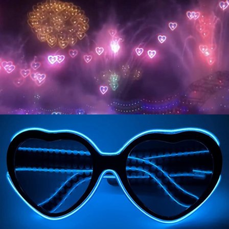 Halloween Jul hjerteformede LED briller special effects glødende sjov ferie fest dekoration blå