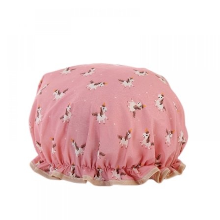 Duschmössor Dubbla Lager Badmössor Vattentäta Designade Satinfodrade Håller Håret Torrt, rosa häst