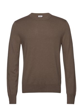M. Cotton Merino Basic Sweater Strikkegenser M. Rund Krage Brun Filippa K