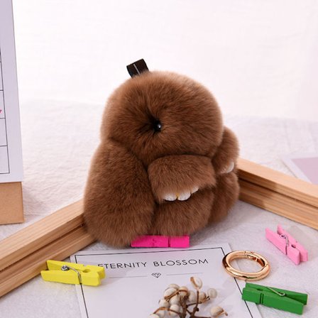 Blød Fluffy Kanin Nøglering Sød Plys Kanin Nøglering Plys Kanin Nøglering Kunstig Pels Nøglering Pompom Nøglering Dekoration