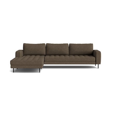 Rouge XL Chaiselong Sofa, Venstrevendt - Monza Taupe - 310x185x89cm - Blød/Medium Siddekomfort, Vendbare Hynder & Pulverlakerede Ben