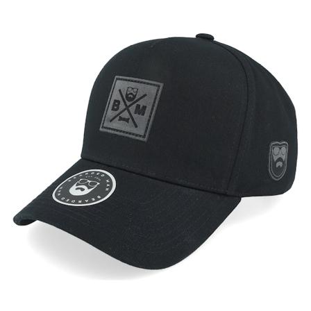 Bearded Man - Noir adjustable Casquette - Charcoal BM Cross Logo Patch Black A-Frame Adjustable @ Hatstore