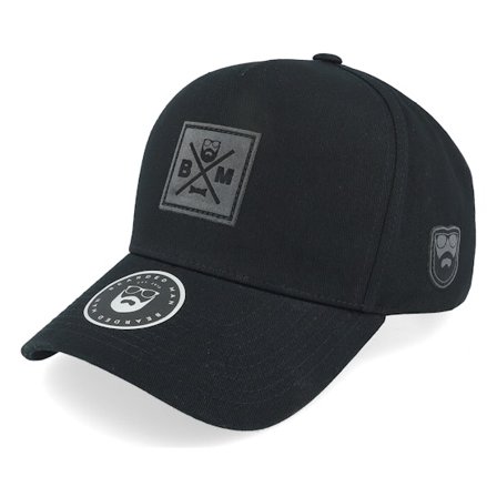 Bearded Man - Svart adjustable Caps - Charcoal BM Cross Logo Patch Black A-Frame Adjustable @ Hatstore