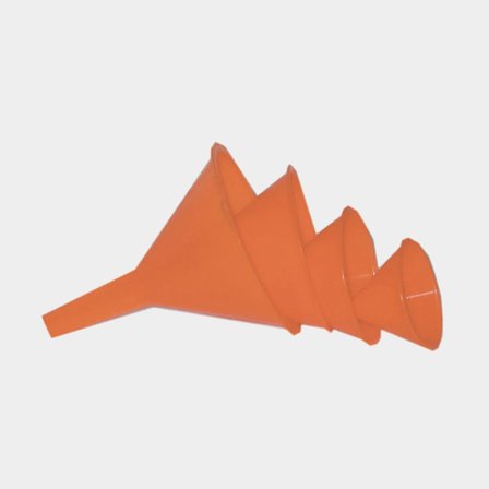 Imbuti per carburante, Ø55 / 75 / 100 / 120 mm, per benzina / diesel, plastica, arancione, confezione da 4