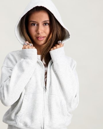 Abercrombie AFG ESSENTIAL FULL ZIP HOODIE Grijs Hoodies Meisjes - Kids Brand Store