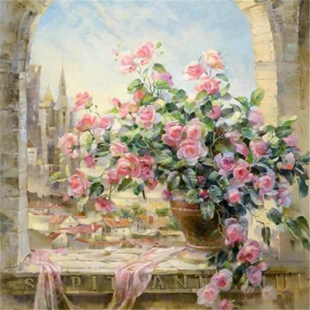 Full 5d Diy Diamond Painting Cross Stitch Windowsill Pot Flower Som På Bilden 1 40x40cm