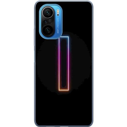 Kompatibel Mobilcover til Xiaomi Xiaomi Poco F3 Minimalistisk neonbogstav I i regnbuefarver mod mørk baggrund