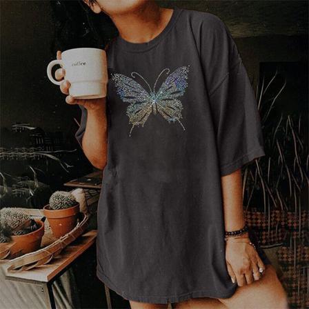 Kortärmad Tröja För Kvinnor Med Hjärtmönster