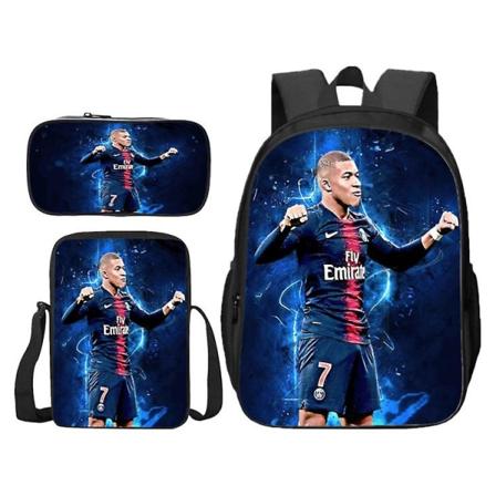 Soccer Star Mbappe Børneskoletaske Elever Rygsæk/pen Taske/måltidstaske Mænd Og Kvinder Only a backpack