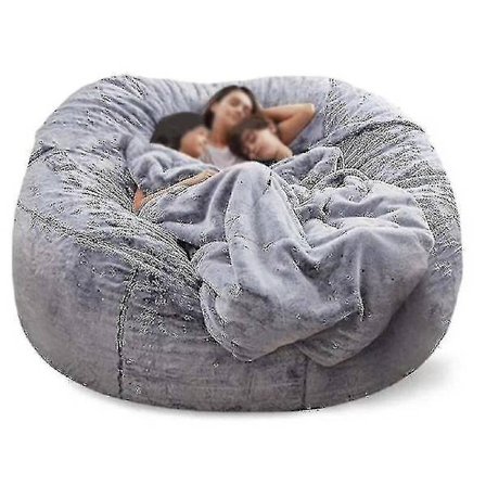 Lazy Sofa Bean Bag Konstgjord päls Bean Bag Bean Bag (135cm*65cm, snögrå)