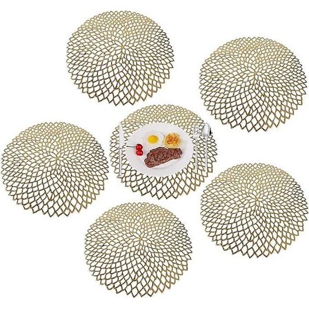 Brikke Sklisikker Vaskbar PVC Brikke Sett med 6 Brikker Elegante Varmebestandige for Kjøkken Restau