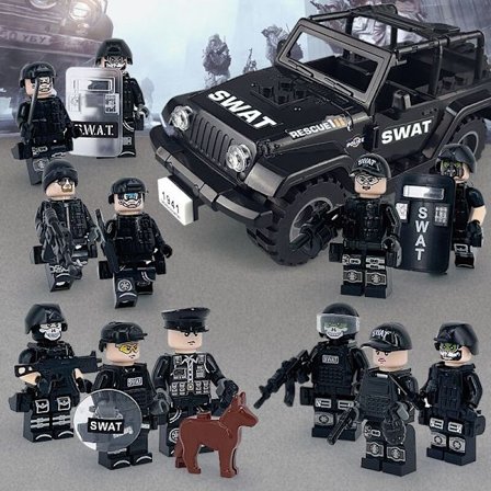 1 stk. Minifigur Jeep Byggeklodser Legetøjssæt Militær Soldat Politi Actionfigur til Børn Fødselsdagsgaver