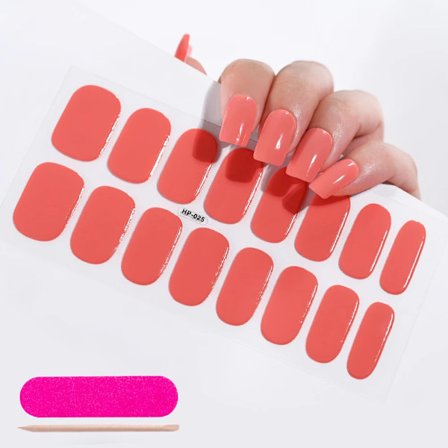 16 Tips Semi-Härdade Gel Nagelstickers Ren Färg UV/LED Lampa Gel Nagellack Wraps Långvarig Full Täckning Gel Sticker Nageldekoration##