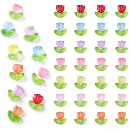 320 Stk Tulipan Blomsterperler Glas Løse Perler Håndlavede
