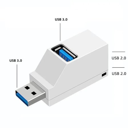3-porters høyhastighets USB 3.0 Hub Forlenger Splitter Adapter for Bærbar PC Stasjonær PC Dataoverføring Hvit
