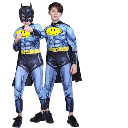 Halloween Muscle Costume Cosplay Børne Hulk Costume Avengers Anime Costume (Muscle Grey Bat + Mask) M