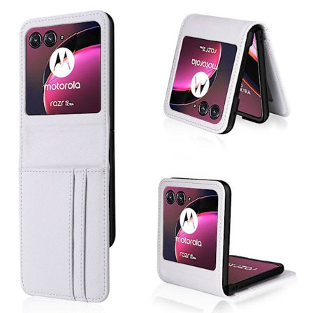 For Motorola Razr 40 Ultra 5G Kortholder Telefondeksel Karbonfibertekstur PU Lær+PC Deksel