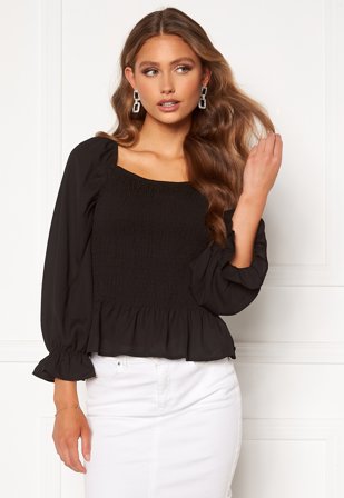 JDY Mina 3/4 Smock Top Black Klær