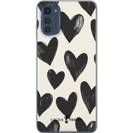 Kompatibelt Mobildeksel til Motorola Motorola Moto E32s Cactus and Friends - Bold Black Love Pattern