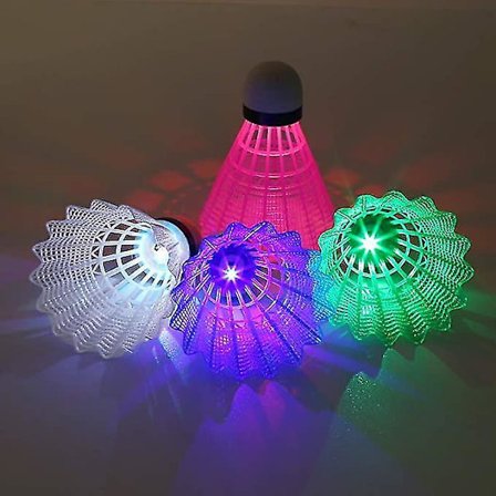 4 stk. Farvede LED Lysende Badminton Natglød Shuttlecock