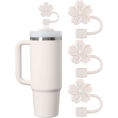 Pillipäällyskorkki Stanley Cupille 3 kpl Kukka Silikoni Pillin Päälliset Lisätarvikkeet Yhteensopiva Stanley Cup 30&40 Oz Juomalasin Pillin Kärkien 