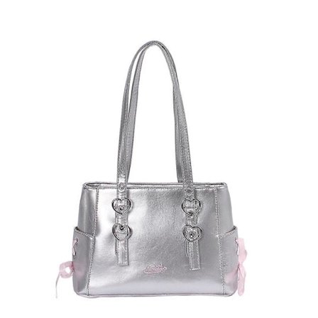 Axelväska för kvinnor, stilren handväska, ryggsäck med stor kapacitet, pendlingsväska, söt rosett, crossbody-väska för pendling, vit