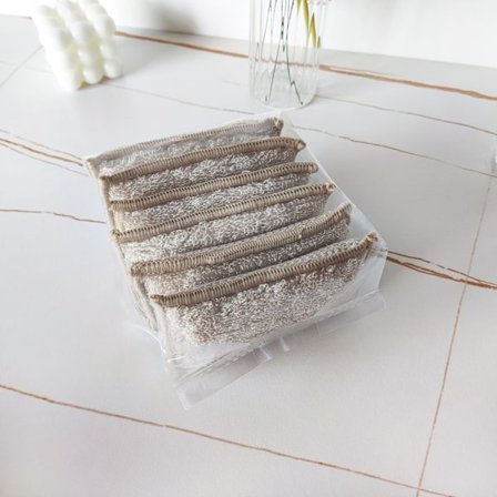 Organisk bambussvamp 13x9x2,5 cm kaffefarget svampklut (6 stk)