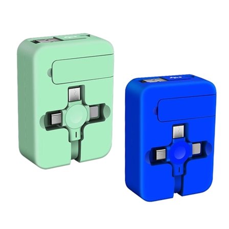 2-pack 3-i-1 Multi Retraktil Laddningskabel, 3-i-1 Laddningskabel Rulle, Multi Retraktil USB-Laddningskabel med Micro USB IP Typ C-kontakter