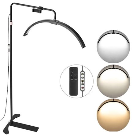 LED-golvlampa Halvmåne-Duoku-26"-Dimbar ögonfranslampa Kompatibel med ögonfransförlängningar, böjd design