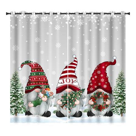 Xmas Multi-mönster Julgardiner Print Fönstergardin