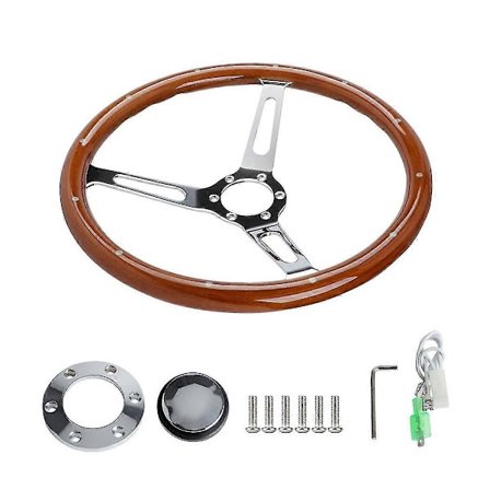 15 tum 380 mm Bilracingratt Träratt Nitad Grepp Sportratt För Chevy Brun