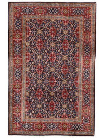 Hand Knotted Persian Moud Sherkat Farsh Rug 198X304 Dark Red/Black